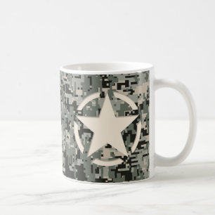 Caneca De Café Estilo de Estêncil Estrela Camuflagem Digital Kha