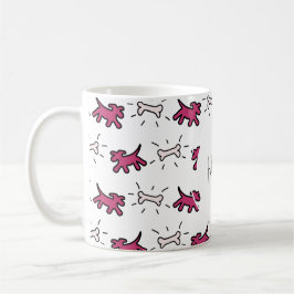 Caneca De Café Estilo de Grafite do Osso do Cachorro Rosa Escuro 