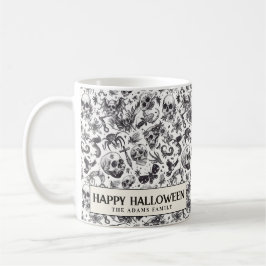 Caneca De Café Estilo de Grafite preto e branco Skulls Halloween