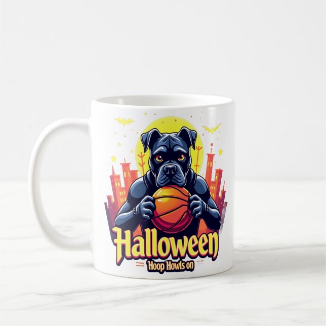 Caneca De Café Estilo de grafite: Uivos de Basquete do Halloween  (Esquerda)