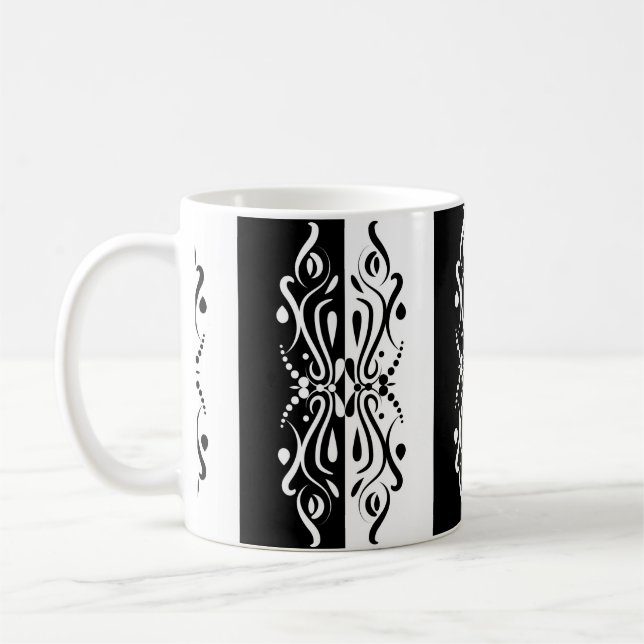 Caneca De Café Estilo de Harlequin Abstrato branco e preto elegan (Esquerda)