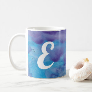 Caneca De Café Estilo de mármore roxo azul da aguarela do