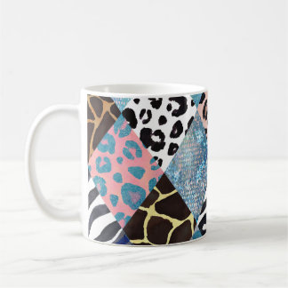 Caneca De Café Estilo de patch, padrão de colagem de aquarela.