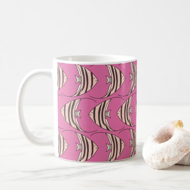 Caneca De Café Estilo de Peixe Rosa (Com Donut)