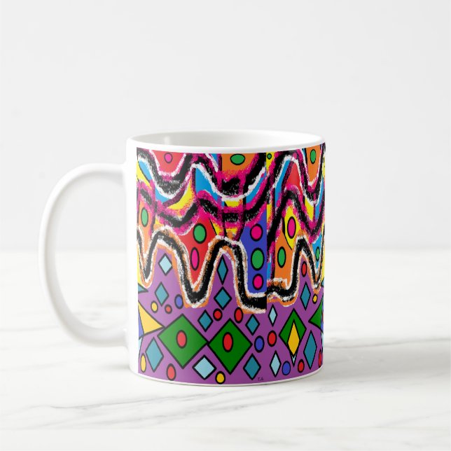 Caneca De Café Estilo de pintura Hippy Retro (Esquerda)