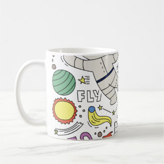 Caneca De Café Estilo de porta, ilustração do tema espacial.