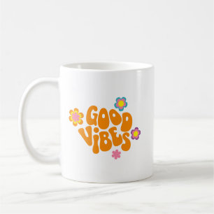 Caneca De Café Estilo de Positividade Simples Estilo Retro Laranj