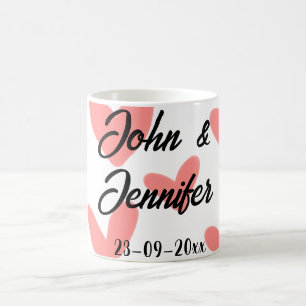Caneca De Café estilo de texto minimalista simples branco casamen