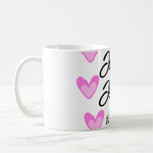 Caneca De Café estilo de texto simples e branco, coração de pinto