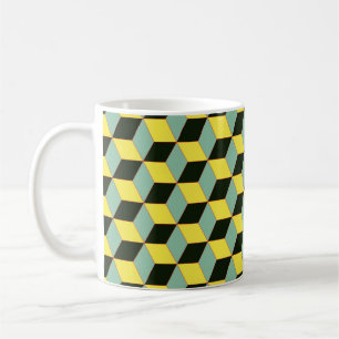 Caneca De Café estilo de vintage padrão geométrico 3D com c