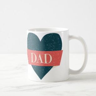 Caneca De Café Estilo de Vintage Pai Coração Azul Mug