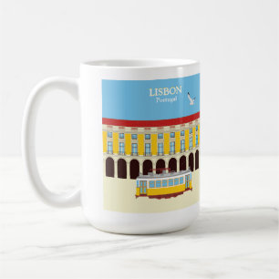 Caneca De Café Estilo de vintagem do elétrico amarelo de Lisboa