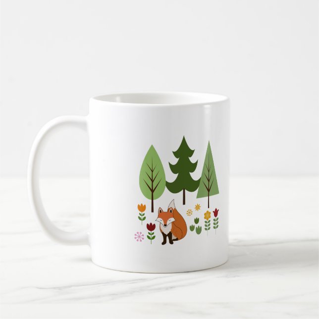 Caneca De Café Estilo escandinavo Flores de Raposa Ilustração (Esquerda)