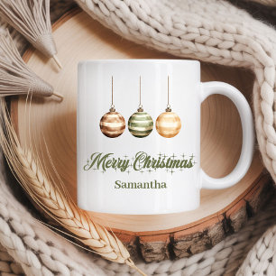 Caneca De Café Estilo escandinavo neutro rústico Natal nome perso