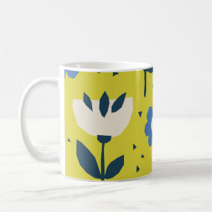 Caneca De Café Estilo escandinavo, padrão floral uniforme.