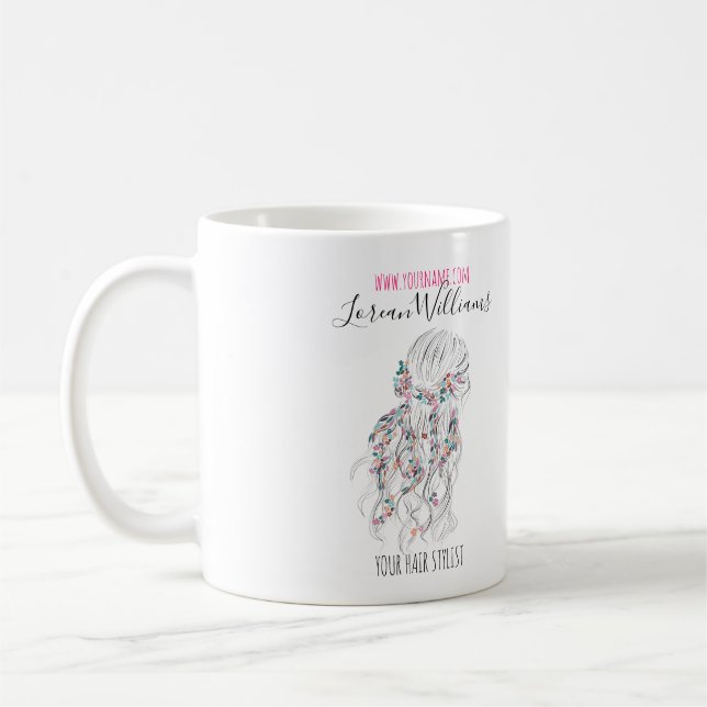 Caneca De Café Estilo Floral de Cabelo Branco Branco Branco Moder (Esquerda)