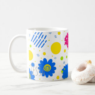 Caneca De Café Estilo Floral Pop Art Retro Memphis dos Anos 90