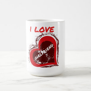 Caneca De Café Estilo Grunge Eu Amo Minha Namorada Coração Desenh