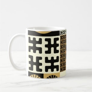 Caneca De Café estilo japonês, padrões sem costura de ouro preto.