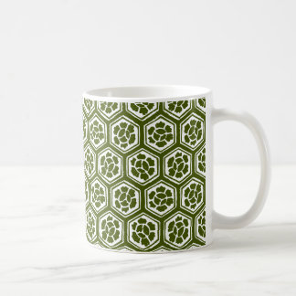 Caneca De Café Estilo Kabuki - Flores em Verde