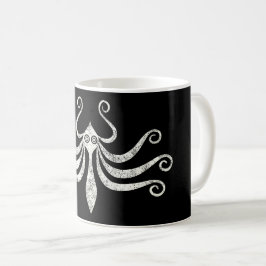 Caneca De Café Estilo Marinho Mínimo Octopus Minoano (em aflição)