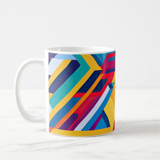 Caneca De Café Estilo Mondrian Abstrato arte moderna (Esquerda)