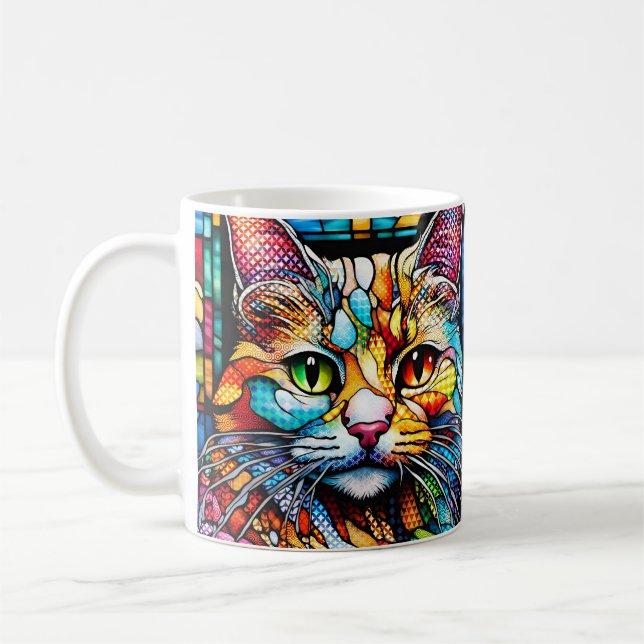 Caneca De Café Estilo Mosaico de Vidro Múltiplo Cat 708 (Esquerda)