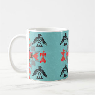 Caneca De Café Estilo Navajo, ornamento étnico com aves e abstra
