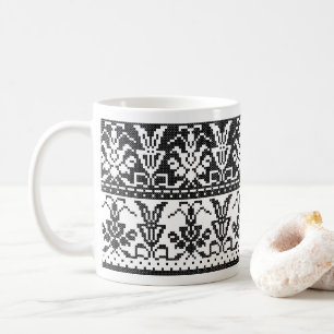 Caneca De Café Estilo original Padrão de ponto cruzado isolado p