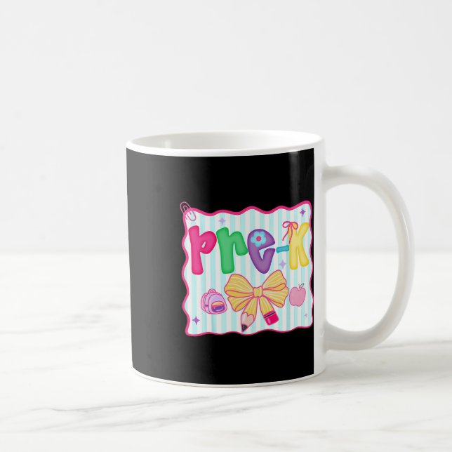 Caneca De Café Estilo Preppy de Volta às Aulas Pré-escolar Laço F (Direita)