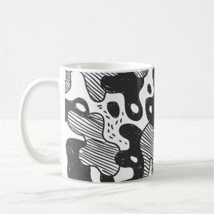 Caneca De Café Estilo Preto da Camuflagem de abstrato Doodle