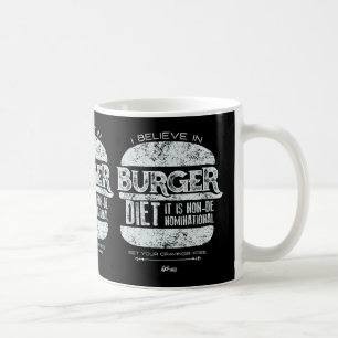 Caneca De Café Estilo retro: Eu acredito na dieta do hamburguer