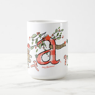 Caneca De Café Estilo Retro Monograma De Natal Bastante A Com Nom