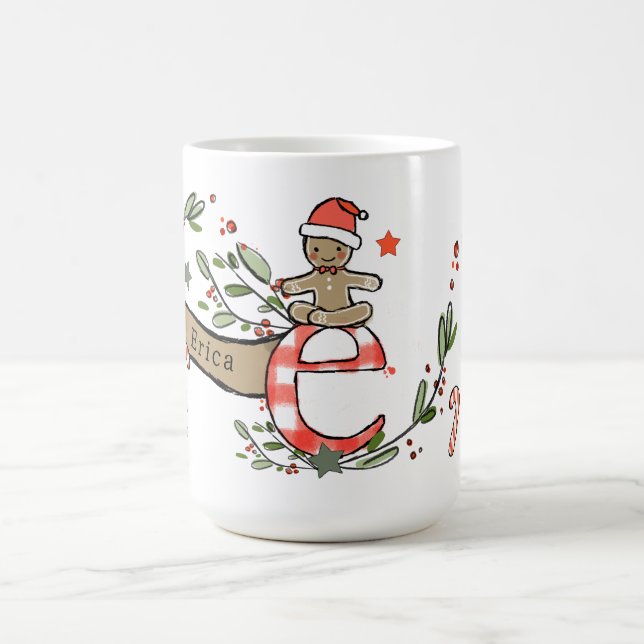 Caneca De Café Estilo Retro Monograma De Natal Bastante E Com Nom (Centro)