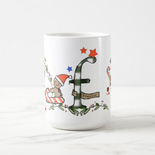 Caneca De Café Estilo Retro Monograma De Natal Bastante F Com Nom