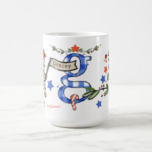 Caneca De Café Estilo Retro Monograma de Natal Bastante G Com Nom