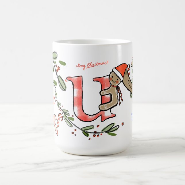 Caneca De Café Estilo Retro Monograma de Natal Bastante U Com Nom (Centro)