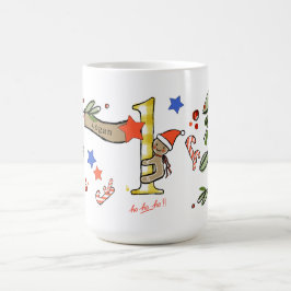 Caneca De Café Estilo Retro Monograma de Natal Bonito L com Nome