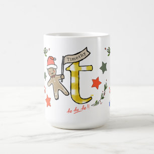 Caneca De Café Estilo Retro Monograma de Natal Bonito T com Nome