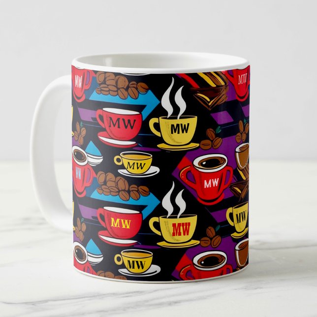 Caneca De Café Estilo retro-pop art legal com iniciais personaliz (Criador carregado)