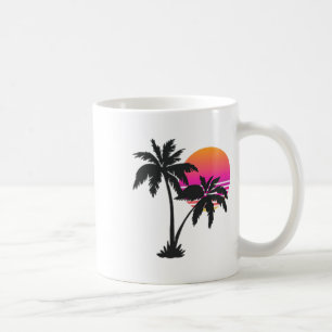 Caneca De Café Estilo Retro Tropical Vintage Pôr do Sol Praia Pal