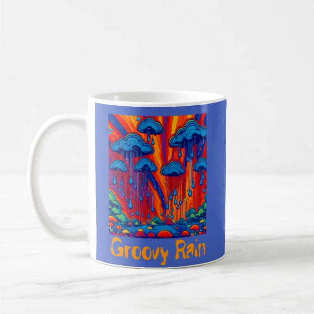 Caneca De Café Estilo Retroativo da Chuva de Groovy (Esquerda)