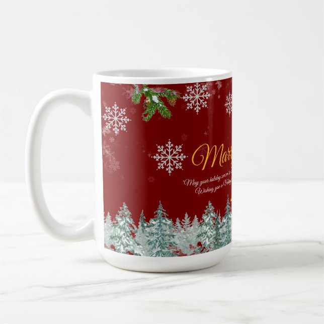 Caneca De Café Estilo Russo Elegante Dourado Feliz Natal (Esquerda)
