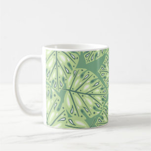 Caneca De Café Estilo sem costura da selva botânica em coco verde