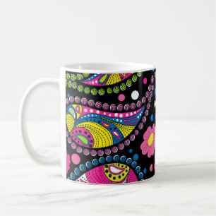 Caneca De Café Estilo tribal paisley, padrão étnico perfeito.