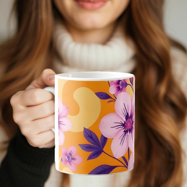 Caneca De Café Estilo Vibrante de Florais de Verão-Dopamina (Vibrant Summer Florals-Dopamine Style Coffee Mug)