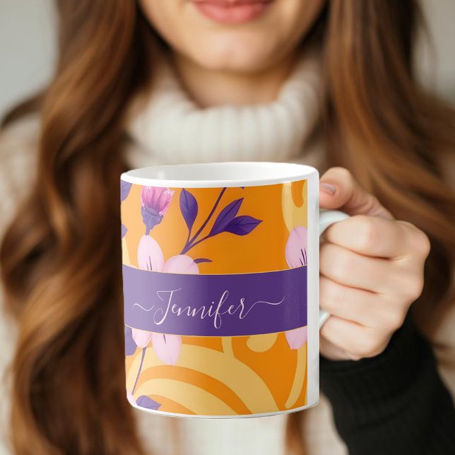 Caneca De Café Estilo Vibrante de Florais de Verão-Dopamina (Vibrant Summer Florals-Dopamine Style-Personalized Coffee Mug )