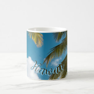 Caneca De Café Estilo Vintage Havaiano Palmeiras do Mar Azul Céu 