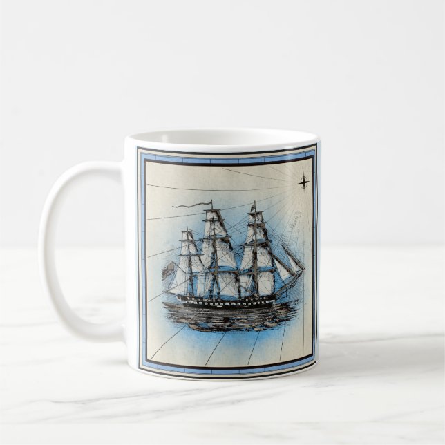 Caneca de Café Estilo Vintage Navio Náutico (Esquerda)
