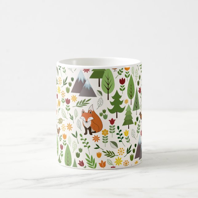 Caneca De Café Estilos escandinavos Ilustrações em Padrão de Crem (Centro)